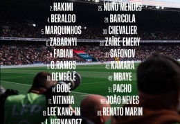 巴黎对阵昂热大名单：登贝莱领衔，多纳鲁马、K77缺席