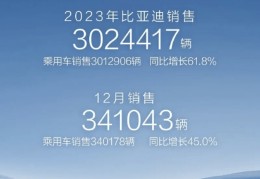 比亚迪2023年年度销量打破300万，做不加定语的销量冠军:加比亚迪尼