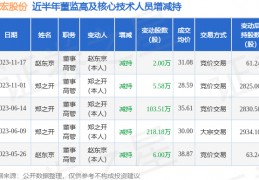 赵宏略:维宏股份：11月17日公司高管赵东京减持公司股份合计2万股