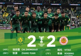 亚冠二级联赛小组赛第1轮，北京国安主场2比2战平河内公安
