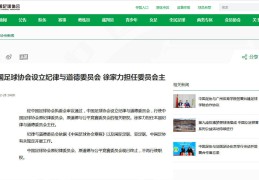 中国足球协会设立纪律与道德委员会